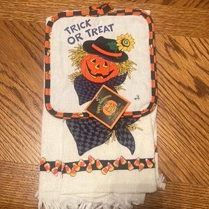 Pumpkin Scarecrow Kitchen Towel Set NWT